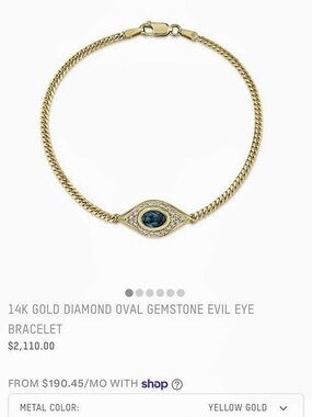 Ruby Stella 14K Gold Diamond Oval Gemstone Evil Eye Bracelet